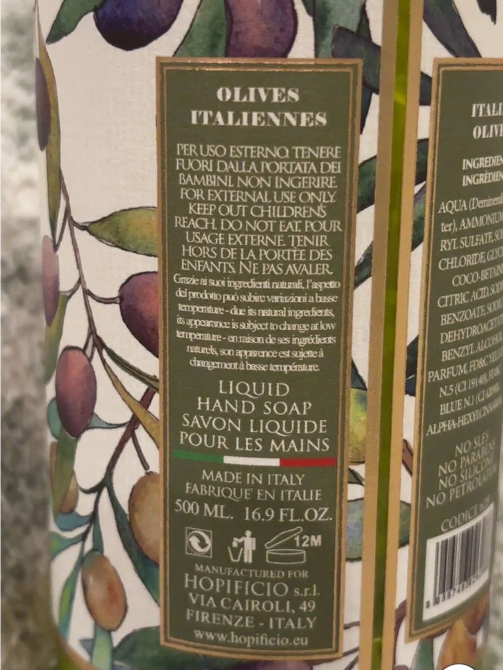Hopificio Italian Olives Luxury Hand Soap NWT 16.9oz